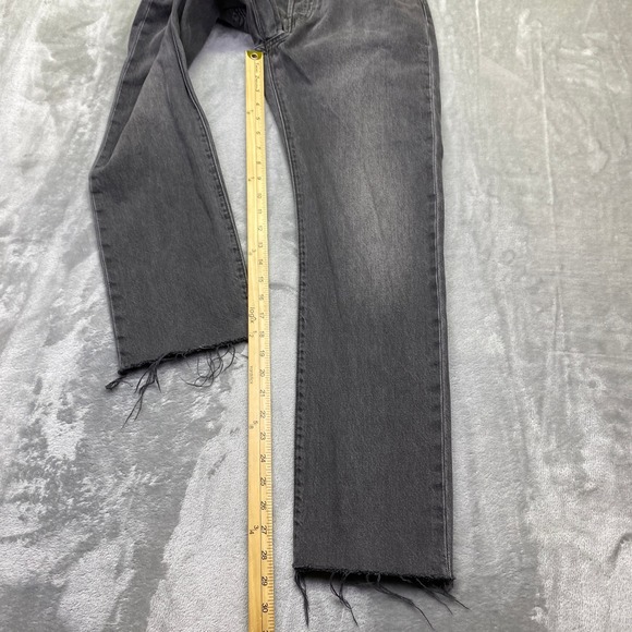 Levi's 501 Grey Wash Button Fly Straight Leg Distressed Hem Jeans Sz 27 Grunge - Picture 3 of 13